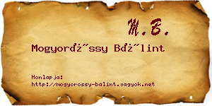 Mogyoróssy Bálint névjegykártya
